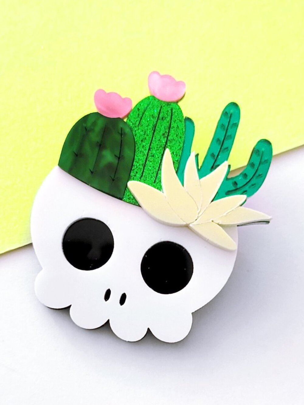 Spooky Succulent Whimsical Brooch Pin